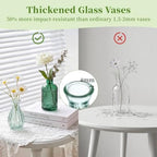 Glasseam Glass Bud Vases for Centerpieces, 10Pcs Green Small Flower Vase Set - Image 2