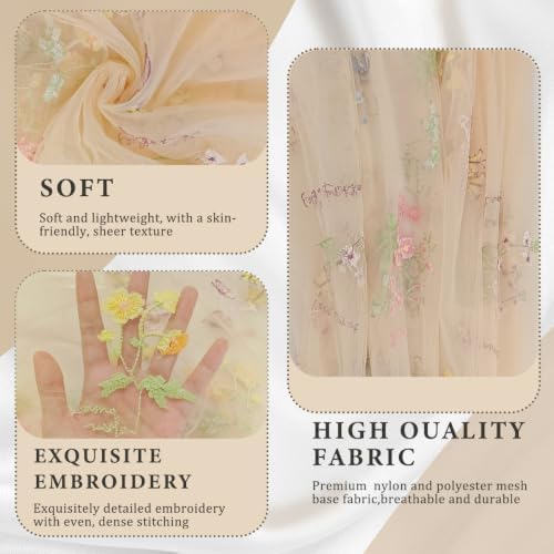 3Pcs Floral Cheesecloth Table Runner, Champagne Table Runner 10Ft - Image 3