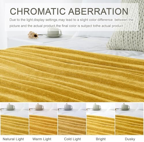 Chenille Throw Blanket for Couch 60" x 80" Twin, Yellow - Image 6