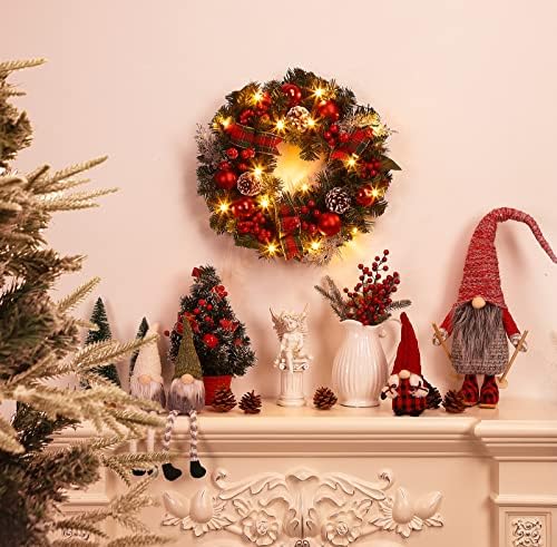 Garvee 18 in Prelit Christmas Wreath for Front Door, Battery Operated - Image 2