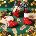 24 Set Mini Red Christmas Stockings Bulk with Gold Sequin Snowflake - Image 5