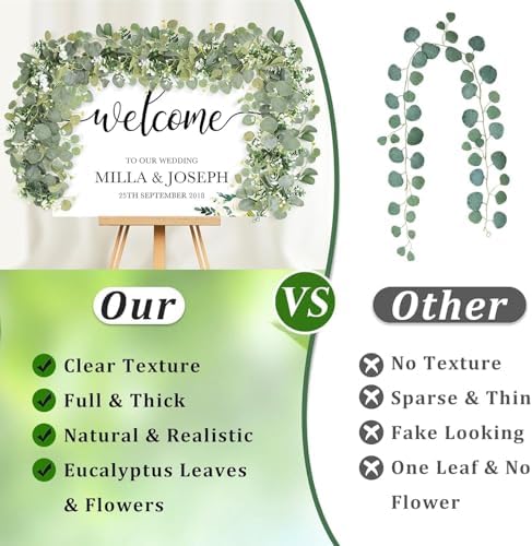 N&T NIETING 8 Pack Artificial Eucalyptus Leaf Garland, Faux Greenery Garland Decor 6 FT Summer Garlands, Fake Hanging Vines for Wedding Decoration Table Mantle - Image 6