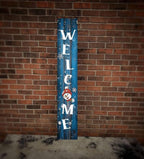 Winter Porch Board Snowman Welcome Sign for Front Door Porch Deck Patio or Wall - Indoor Outdoor Decorative Christmas Holiday Farmhouse Rustic Vertical Porch Decor - Image 2