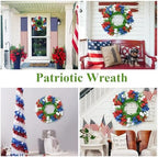 U'Artlines 20 Inch Tulip Patriotic Wreath for Front Door, Red White Blue - Image 2
