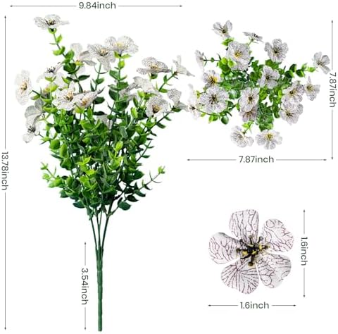 20 Bundles Artificial Flowers for Outdoor, Fake Plants Spring Decor,White - Image 2