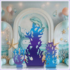 Bucherry 3 Pcs 22-47 Inches Under The Sea Coral Cardboard Cutout Stand-up Life Size Purple Blue Mermaid Coral Backdrop Photo Prop for Summer Underwater Beach Mermaid Birthday Party Decoration - Image 3