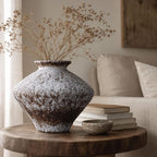 Wabi Sabi Rusty Vintage Vase, 11.4" Tall Wabi Sabi Decor Rustic Farmhouse Pottery Vase for Centerpiece, Textured Pottery Flower Vases for Home Decorative, Table, Living Room (Rusty White, Large) - Image 6