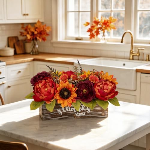 Fall Centerpiece for Table Fall Fake Flower in Pot Fall Floral Arrangement - Image 7