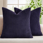 Mecatny Corduroy Decorative Throw Pillow Covers 26x26 Set of 2 Dusty Purple by Mecatny