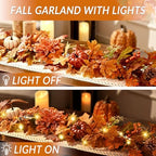 2 Pcs Fall Garland for Mantle, 6 FT Fall Garland with Lights - Image 6