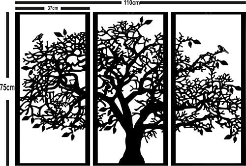 DEKADRON 3 Panels Family Tree Metal Wall Decor Tree of Life Metal Wall Art, Home Bedroom Living Room Decor Modern Decoration (White, 43" W x 30" H / 110 x 75 cm) - Image 3