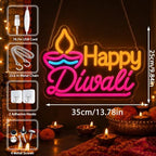 Happy Diwali Neon Sign, USB LED Diya Light, Diwali Decorations for Home - Image 2