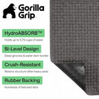 GORILLA GRIP® HydroABSORB Door Mat for Indoor Outdoor, 35x23 Charcoal - Image 2