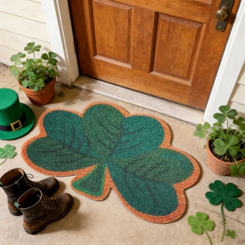 Tinideya St. Patrick's Day Welcome Doormat Outdoor Shamrocks Coir Door Mat - Image 2