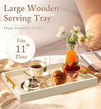 SXNOWS Wooden Serving Tray with 2 Sets of Handles,Cream - Image 2
