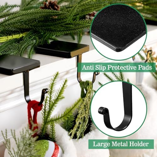 Tandefio 8 Pcs Christmas Stocking Holders for Mantle, Black - Image 3