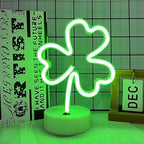Shamrock Neon Sign, St. Patrick's Day Decorations with USB/Battery Powered, LED Clover Lucky Green Neon Lights for Man Cave Bar Pub Home Party Room Wall Decor (Shamrock With Holder Base, 2 Shamrock) - Image 6