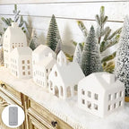 Christmas Decorations - Village Sets of 5 Lighted Ceramic Houses & 9 Trees by ORIENTALCHERRY
