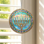Hanukkah Menorah Jewish Suncatcher Acrylic Hanging TQN3990AS, 8in - Indoor, Outdoor, Home Decor, Window Suncatcher Hanging Decorations - Image 4