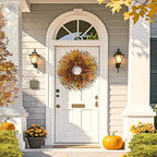 Fall Wreaths for Front Door 24 Inch Large Artificial Autumn Wreath with Eucalyptus Leaves Harvest Thanksgiving Indoor Outdoor Decor Porch Window Wall Farmhouse Rustic Hanging Door Decorations - Image 5