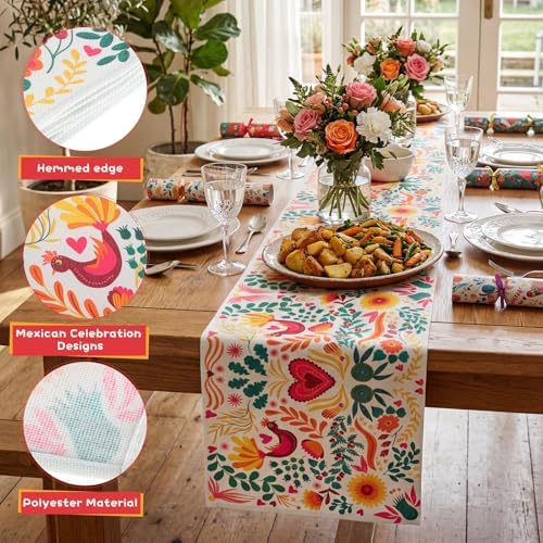 Gilprop 6 Pcs Mexican Fiesta Table Runner Mexico Cinco De Mayo Party Decoration 13 x 72 Inch Dia De Los Muertos Table Decoration Supply for Home Party Kitchen Dining Decor - Image 3