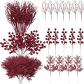 75 Pcs Christmas Glitter Tree Picks 3 Styles Berry Stems, Burgundy by Craftsatin