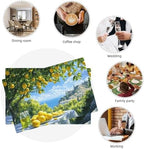 Seaside Lemon Placemats Set of 6 Table Mats Place Mats Decor Imitation Linen Heat Resistant Tablecloth for Dining Decorations Kitchen Party Restaurants 12''x18'' - Image 7