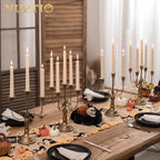 NUPTIO Candelabra Taper Candle Holder: Distressed Gold 5 Arm Candles Holder - Image 3