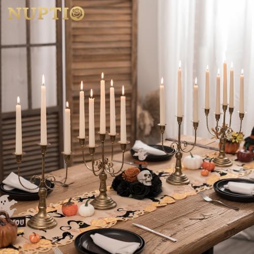 NUPTIO Candelabra Taper Candle Holder: Distressed Gold 5 Arm Candles Holder - Image 3