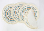 Fennco Styles Boho Geometric Fringe Decorative Cotton Placemats 13-inch Round, Set of 4 - Green Heat Resistant Insulation Table Mats for Home Decor, Dining Table, Banquets and Special Events - Image 2