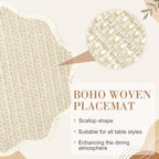 24 Pcs 13" Scalloped Woven Paper Beige Placemat, Wavy Border Design - Image 5