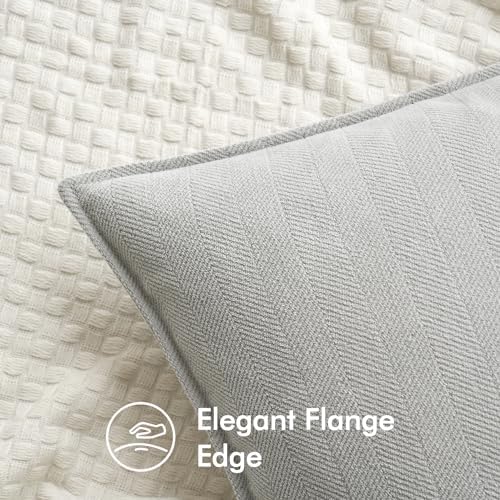 MIULEE Pack of 2 Light Grey Euro Shams Chenille Pillow Covers 26x26 Inch - Image 2