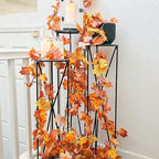 CQURE 18 Pack Fall Leaf Garland, Total 106.2Ft Artificial Fall Maple Leaves Autumn Vines Garland Thanksgiving Decor for Home Fireplace Party - Image 3