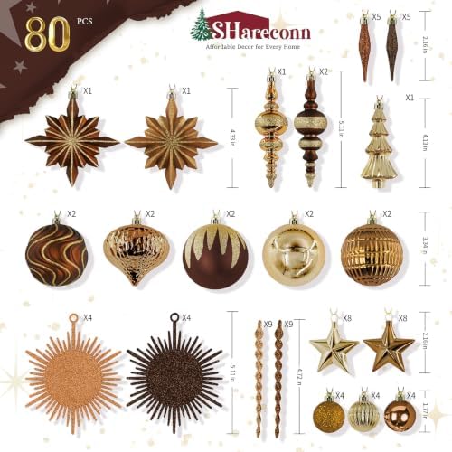 SHareconn 80Pcs Christmas Tree Ornaments Set Christmas Tree Decorations - Image 2