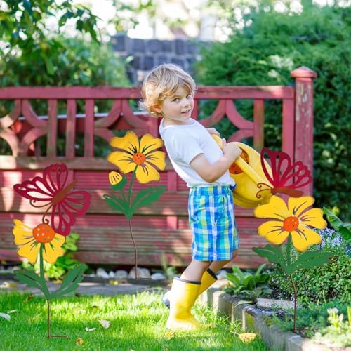3-Pack Metal Flowers for Outside, 30-Inch Metal Yard Art - Image 6