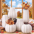 6 Pcs Rtterri Fall Pumpkin Vases, Autumn Ceramic Vases, White by Rtteri