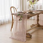 6Pcs Dusty Pink Cheesecloth Table Runner 120 Inches for Home Decorations - Image 5