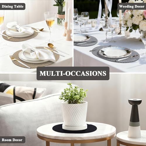 Oval Woven Placemats Set of 6, Boho Cotton Rope Braided Table Mats, 17x13 Inches Non Slip Heat Resistant Place Mats for Dining Room, Thick Hot Pads for Farmhouse Kitchen Table Decor. (Gray) - Image 6