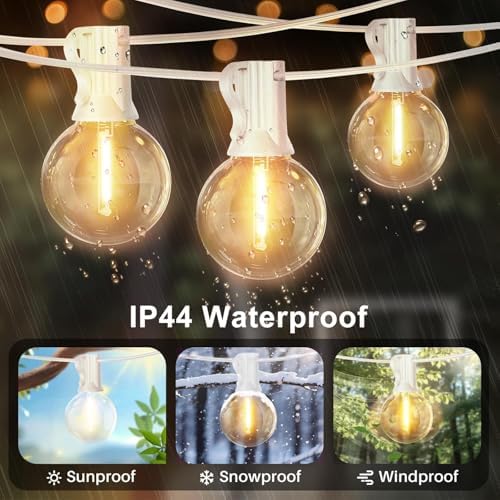 LAMPHOME 4 Pack 26FT LED Outdoor String Lights, 12+1 Shatterproof G40 Edison Bulbs, Connectable & Weatherproof Commercial Grade Patio Lights, Warm White Backyard Decorative Lighting - Image 3