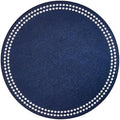 Bodrum Pearls Round Embroidered Placemats Set of 4 – 15" Elegant Table Mats for Dining, Weddings & Special Occasions, Decorative, Wipe-Clean Vinyl Placemats, Navy/White by Unknown