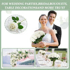 Cliselda 72pcs White Roses Artificial Silk Fake Flower Bulk for Home Decor - Image 3