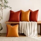 GIGIZAZA Pack of 4 Decorative Velvet Pillow Covers 18x18 Orange - Image 2