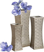 Creative Scents Dublin Silver Vases Set of 3 - Centerpieces for Dining Room Table, Decorative Vases Home Decor Accents for Living Room, Bedroom, Kitchen, Coffee Table Decor - Packaged in Gift Box by CreativeScents