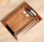 3Pcs Nested Vintage Wood Serving Tray Set, Coffee Table Ottoman Decor Trays - Image 4