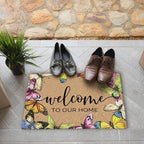 Butterfly Coco Coir Doormat Door Welcome to Our Home Mat for Home Entrance Front Door, Rustic Farmhouse Colorful Butterfly Welcome Floor Mats for Outdoor Outside Entryway 30X17 Inch - Image 5