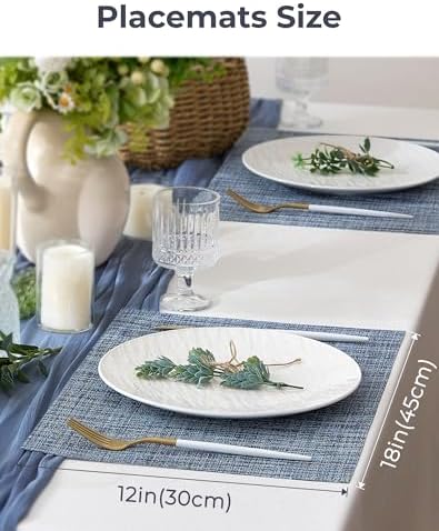 Leetaltree Deep Navy Woven Placemats Set of 24 - Heat Resistant Non-Slip Place mats for Dining Table, Washable Durable PVC Vinyl Woven Table Mats(Deep Navy, 24) - Image 4