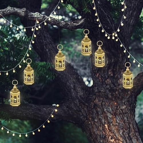 12pcs Gold Ramadan Lantern Lights, Ramadan Decorations, Mini EID Mubarak Candle Lanterns，Ramadan Decorations for Home, Table, wall رمضان للزينة ومصباح رمضان للزينة - Image 7