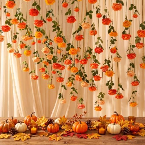 Lyrow 60 Pack Burnt Orange Rose Hanging Garland Artificial Flowers Ceiling by Lyrow