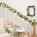 Dolicer 4Pcs 26Ft Artificial Eucalyptus Garlands with Flowers, Faux Floral Greenery Garlands Fake Flowers Vines for Wedding Table Centerpieces Arch Party Ceremony Backdrop Decor (White) - Image 5