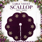 Hollowfly Purple Velvet Christmas Tree Skirt with Sequin Snowflake 48'' - Image 2